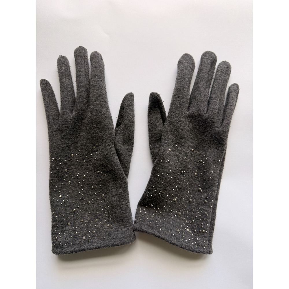 Women's Winter Beaded Gloves Touch Screen Fingers Gloves Soft Thermal Gray